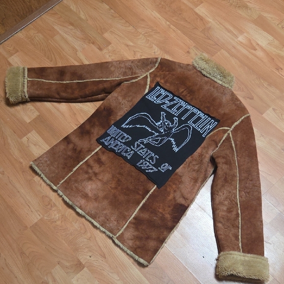 LED ZEPPLIN Upcycled Shearling Jacket - Picture 3 of 7